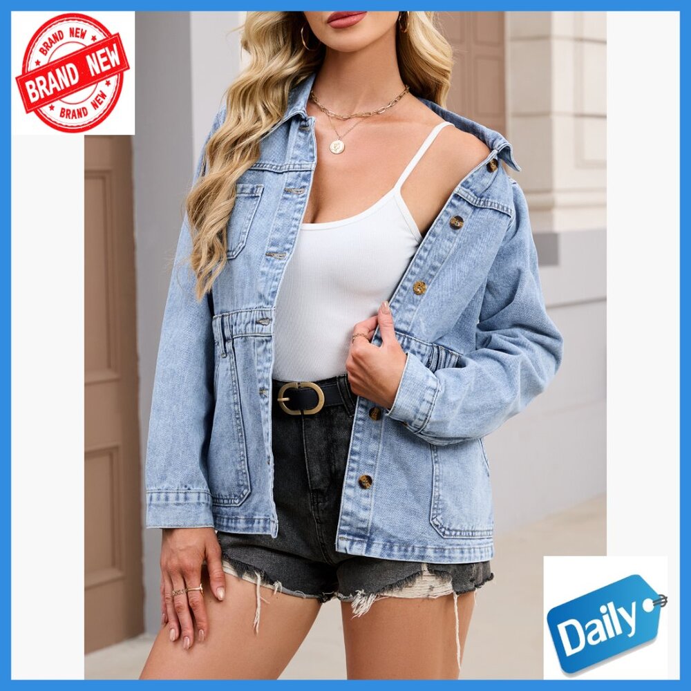 Oversized Denim Jacket Button Down Boyfriend Shac… - image 7